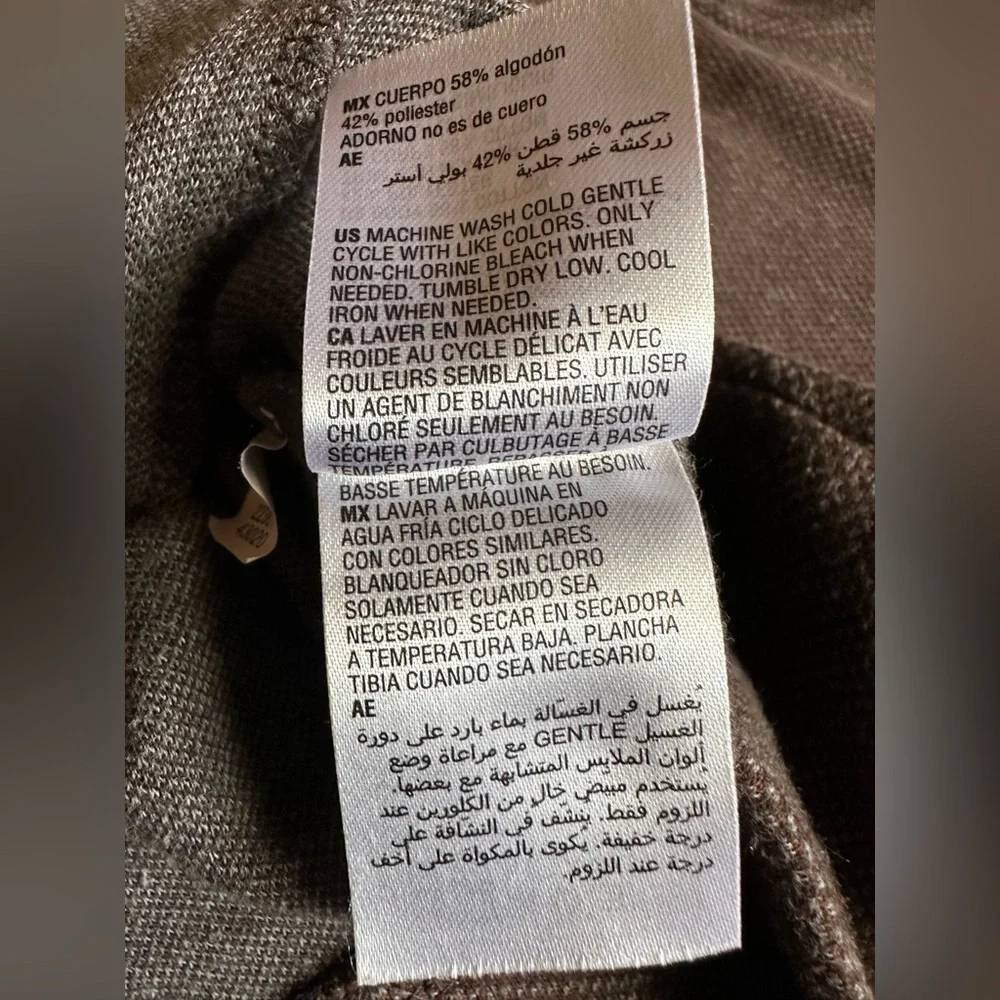 Tasso Elba•full-zip sweater•men’s large•cotton blend•pockets•relaxed fit•brown - Picture 7 of 15